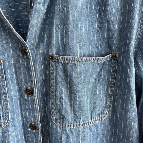 Vintage Lizwear Pinstripe Denim Button Up - S - Picture 4 of 5